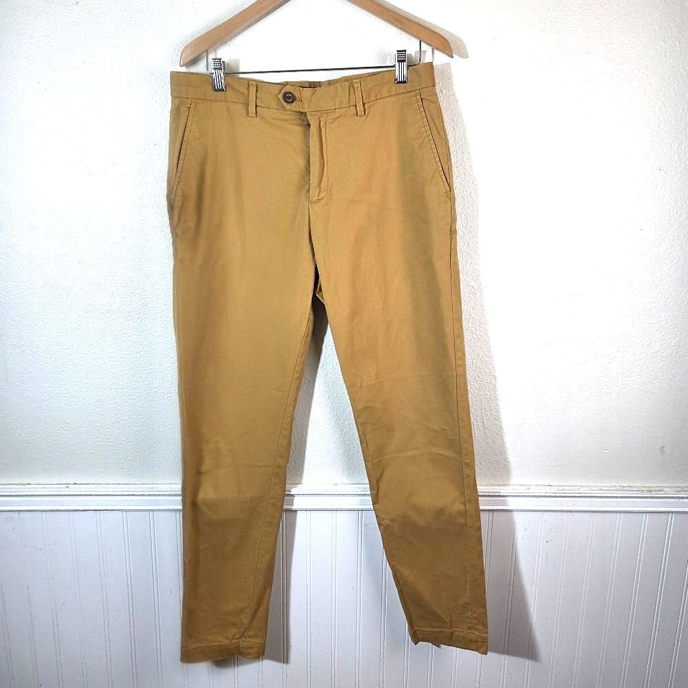 Banana Republic Outlet Mens 33x34 Slim Tapered Chino Pants Mustard Stretch